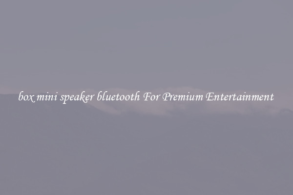 box mini speaker bluetooth For Premium Entertainment 