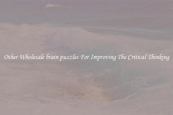 Other Wholesale brain puzzles For Improving The Critical Thinking